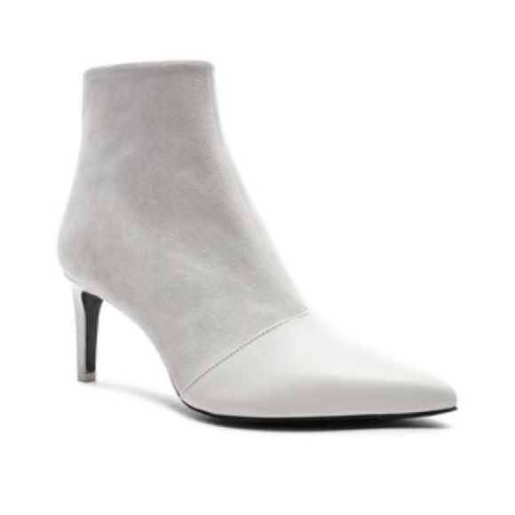 RAG & BONE Leather Suede White Heeled Pointed Toe Beha Ankle Boots Size 38 - Picture 2 of 12